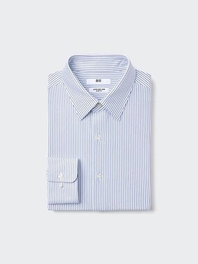 Uniqlo Super Non-Iron striped slim fit dress shirt Sz M mens Asian Fit